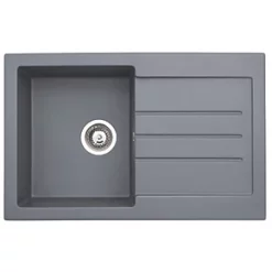 Abode Xcite 1 Bowl Granite Composite Kitchen Sink Grey Metallic Reversible 780 x 500mm