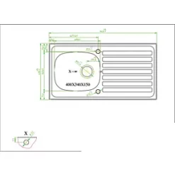 1 Bowl Stainless Steel Kitchen Sink & Drainer 940 x 490mm -Cabinet Hardware shop 1153K A3