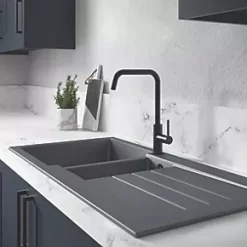 Abode Xcite 1.5 Bowl Granite Composite Kitchen Sink Grey Metallic Reversible 1000 x 500mm -Cabinet Hardware shop 116PH A2