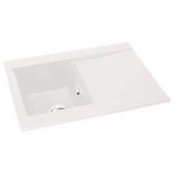 Abode Aspekt 1 Bowl Granite Composite Kitchen Sink White Reversible 716 x 500mm