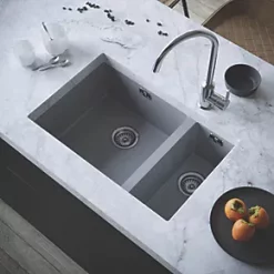 ETAL Comite 1.5 Bowl Granite Composite Kitchen Sink Matt Grey Left-Hand 670 x 440mm 7 ETAL Comite 1.5 Bowl Granite Composite Kitchen Sink Matt Grey Left-Hand 670 x 440mm -Cabinet Hardware shop 138RG A2