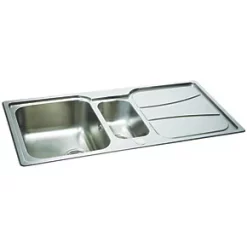 Carron Phoenix Zeta 1.5 Bowl Stainless Steel Reversible Inset Sink & Drainer 1030 x 510mm