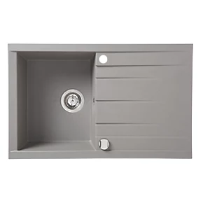 1 Bowl Plastic & Resin Kitchen Sink & Drainer Grey Reversible 800 x 500mm 6 1 Bowl Plastic & Resin Kitchen Sink & Drainer Grey Reversible 800 x 500mm - Image 4