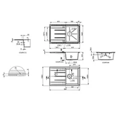 1 Bowl Plastic & Resin Kitchen Sink & Drainer Grey Reversible 800 x 500mm 13 1 Bowl Plastic & Resin Kitchen Sink & Drainer Grey Reversible 800 x 500mm -Cabinet Hardware shop 1583K A5