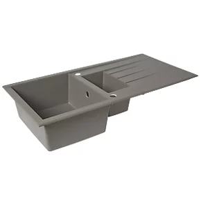 1.5 Bowl Plastic & Resin Kitchen Sink & Drainer Grey Reversible 1000 x 500mm 3 1.5 Bowl Plastic & Resin Kitchen Sink & Drainer Grey Reversible 1000 x 500mm