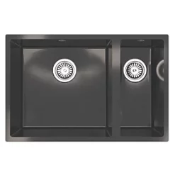 ETAL Comite 1.5 Bowl Granite Composite Kitchen Sink Gloss Black Left-Hand 670 x 440mm -Cabinet Hardware shop 166RG A1