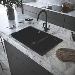 ETAL Comite 1.5 Bowl Granite Composite Kitchen Sink Gloss Black Left-Hand 670 x 440mm -Cabinet Hardware shop 166RG A2