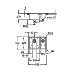 Grohe K700U Left Handed 1.5 Bowl Stainless Steel Undermount Sink 595 x 450mm 9 Grohe K700U Left Handed 1.5 Bowl Stainless Steel Undermount Sink 595 x 450mm -Cabinet Hardware shop 226VY A3