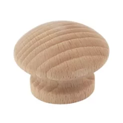 Traditional Cabinet Door Knobs Plain Beech 40mm 2 Pack