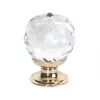 Modern Faceted Glass Cabinet Knobs Polished Brass 30mm 2 Pack