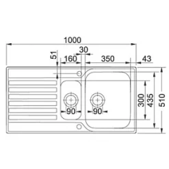 Franke Ascona 1.5 Bowl Stainless Steel Inset Sink 1000 x 510mm -Cabinet Hardware shop 37197 A2