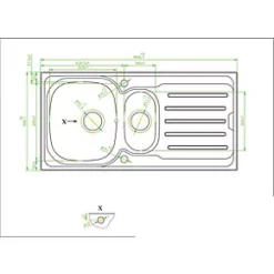 1.5 Bowl Stainless Steel Kitchen Sink & Drainer 1000 x 500mm -Cabinet Hardware shop 3722K A3