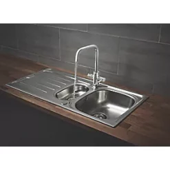 1.5 Bowl Stainless Steel Kitchen Sink & Drainer 1000 x 500mm -Cabinet Hardware shop 3722K A4