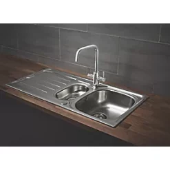 1.5 Bowl Stainless Steel Kitchen Sink & Drainer 1000 x 500mm -Cabinet Hardware shop 3722K A5