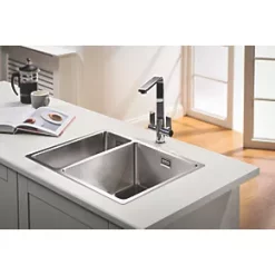 Abode Matrix 1.5 Bowl Stainless Steel Undermount & Inset Kitchen Sink RH 580 x 440mm -Cabinet Hardware shop 381RK A2