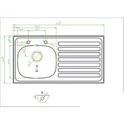 1 Bowl Stainless Steel Kitchen Sink & Right-Hand Drainer 940 x 490mm 9 1 Bowl Stainless Steel Kitchen Sink & Right-Hand Drainer 940 x 490mm -Cabinet Hardware shop 3958K A3