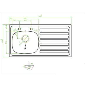1 Bowl Stainless Steel Kitchen Sink & Right-Hand Drainer 940 x 490mm 6 1 Bowl Stainless Steel Kitchen Sink & Right-Hand Drainer 940 x 490mm - Image 4