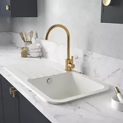 Abode Dune 1 Bowl Granite Composite Kitchen Sink Frost White Reversible 1000 x 500mm -Cabinet Hardware shop 451RK A2