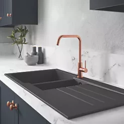 Abode Xcite 1.5 Bowl Granite Composite Kitchen Sink Black Metallic Reversible 1000 x 500mm -Cabinet Hardware shop 459PH A2