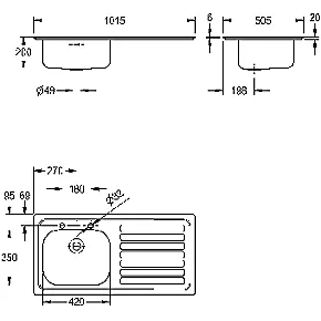 Franke 1 Bowl Stainless Steel Inset Kitchen Sink 1015 x 200mm 4 Franke 1 Bowl Stainless Steel Inset Kitchen Sink 1015 x 200mm - Image 2