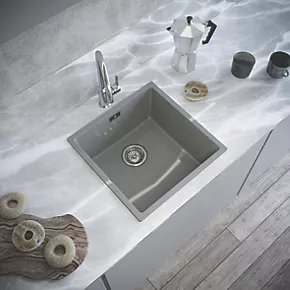 ETAL Comite 1 Bowl Granite Composite Kitchen Sink Gloss Grey 440 x 440mm 5 ETAL Comite 1 Bowl Granite Composite Kitchen Sink Gloss Grey 440 x 440mm - Image 3