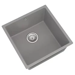 ETAL Comite 1 Bowl Granite Composite Kitchen Sink Gloss Grey 440 x 440mm