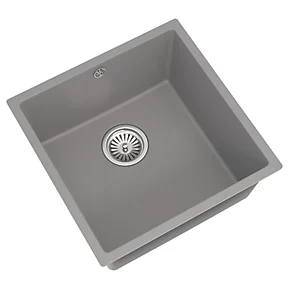 ETAL Comite 1 Bowl Granite Composite Kitchen Sink Gloss Grey 440 x 440mm 3 ETAL Comite 1 Bowl Granite Composite Kitchen Sink Gloss Grey 440 x 440mm