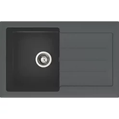Abode Xcite 1 Bowl Granite Composite Kitchen Sink Black Metallic Reversible 780 x 500mm