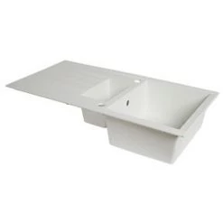 1.5 Bowl Plastic & Resin Kitchen Sink & Drainer White Reversible 1000 x 500mm -Cabinet Hardware shop 5504K A2