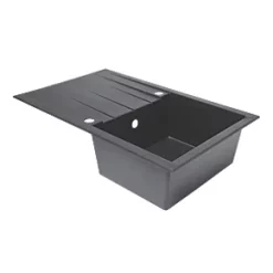 1 Bowl Plastic & Resin Kitchen Sink & Drainer Black Reversible 800 x 500mm -Cabinet Hardware shop 5684K A2