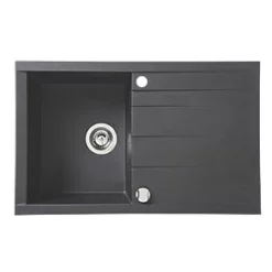 1 Bowl Plastic & Resin Kitchen Sink & Drainer Black Reversible 800 x 500mm -Cabinet Hardware shop 5684K A3