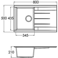 1 Bowl Plastic & Resin Kitchen Sink & Drainer Black Reversible 800 x 500mm -Cabinet Hardware shop 5684K A4