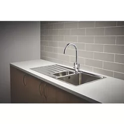 Apollonia 1.5 Bowl Stainless Steel Reversible Sink & Drainer 1000 x 500mm -Cabinet Hardware shop 569FH A4