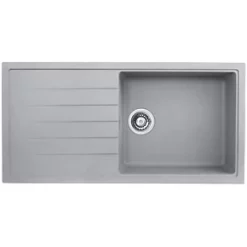 Bristan Quartz 1 Bowl Resin Composite Kitchen Sink & Reversible Drainer Grey Left or Right-Handed 1000 x 500mm