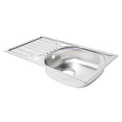 1 Bowl Stainless Steel Kitchen Sink & Drainer 760 x 430mm -Cabinet Hardware shop 6547K A2