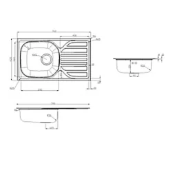 1 Bowl Stainless Steel Kitchen Sink & Drainer 760 x 430mm -Cabinet Hardware shop 6547K A3