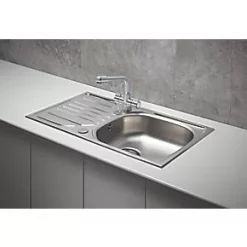 1 Bowl Stainless Steel Kitchen Sink & Drainer 760 x 430mm -Cabinet Hardware shop 6547K A4