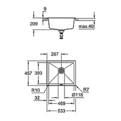 Grohe K700U 1 Bowl Granite Composite Sink Black Non-Handed 533 x 457mm 13 Grohe K700U 1 Bowl Granite Composite Sink Black Non-Handed 533 x 457mm -Cabinet Hardware shop 657VY A5
