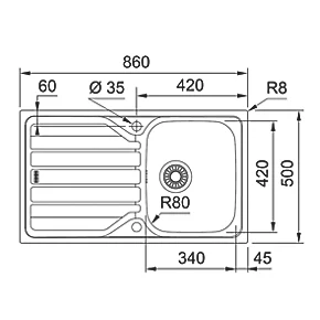 Franke Flash 1 Bowl Stainless Steel Sink 860 x 500mm 4 Franke Flash 1 Bowl Stainless Steel Sink 860 x 500mm - Image 2