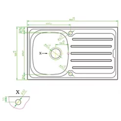 1 Bowl Stainless Steel Kitchen Sink & Drainer 860 x 500mm -Cabinet Hardware shop 6663K A3