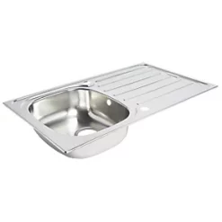 1 Bowl Stainless Steel Kitchen Sink & Drainer 860 x 500mm