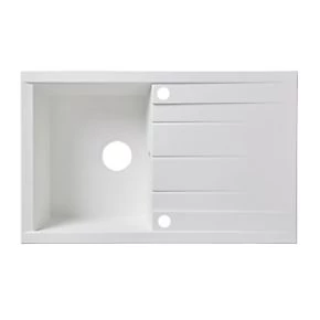 1 Bowl Plastic & Resin Kitchen Sink & Drainer White Reversible 800 x 500mm 4 1 Bowl Plastic & Resin Kitchen Sink & Drainer White Reversible 800 x 500mm - Image 2