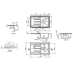 1 Bowl Plastic & Resin Kitchen Sink & Drainer White Reversible 800 x 500mm 11 1 Bowl Plastic & Resin Kitchen Sink & Drainer White Reversible 800 x 500mm -Cabinet Hardware shop 7567K A4