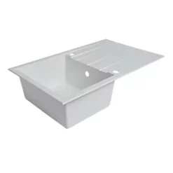 1 Bowl Plastic & Resin Kitchen Sink & Drainer White Reversible 800 x 500mm