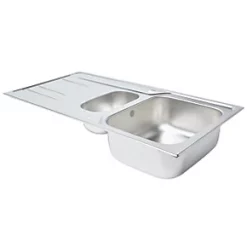 1.5 Bowl Stainless Steel Kitchen Sink & Drainer 1000 x 500mm -Cabinet Hardware shop 7588K A2