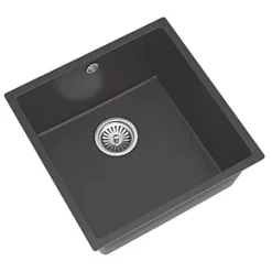 ETAL Comite 1 Bowl Granite Composite Kitchen Sink Gloss Black 440 x 440mm