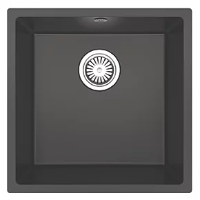 ETAL Comite 1 Bowl Granite Composite Kitchen Sink Matt Black 440 x 440mm 4 ETAL Comite 1 Bowl Granite Composite Kitchen Sink Matt Black 440 x 440mm - Image 2