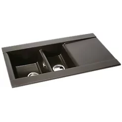 Abode Aspekt 1.5 Bowl Granite Composite Kitchen Sink Metallic Black Reversible 950 x 540mm